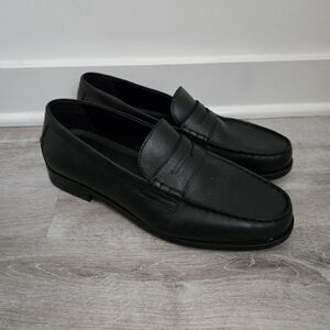 ZARA Black Leather Penny Loafers, Men’s Size 43